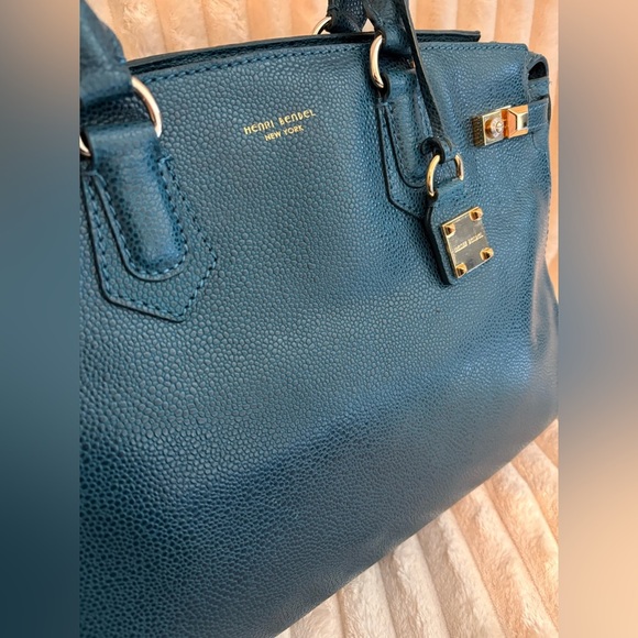 Henri Bendel Teal Satchel with Gold Hardware. NEVER USED - Picture 7 of 16